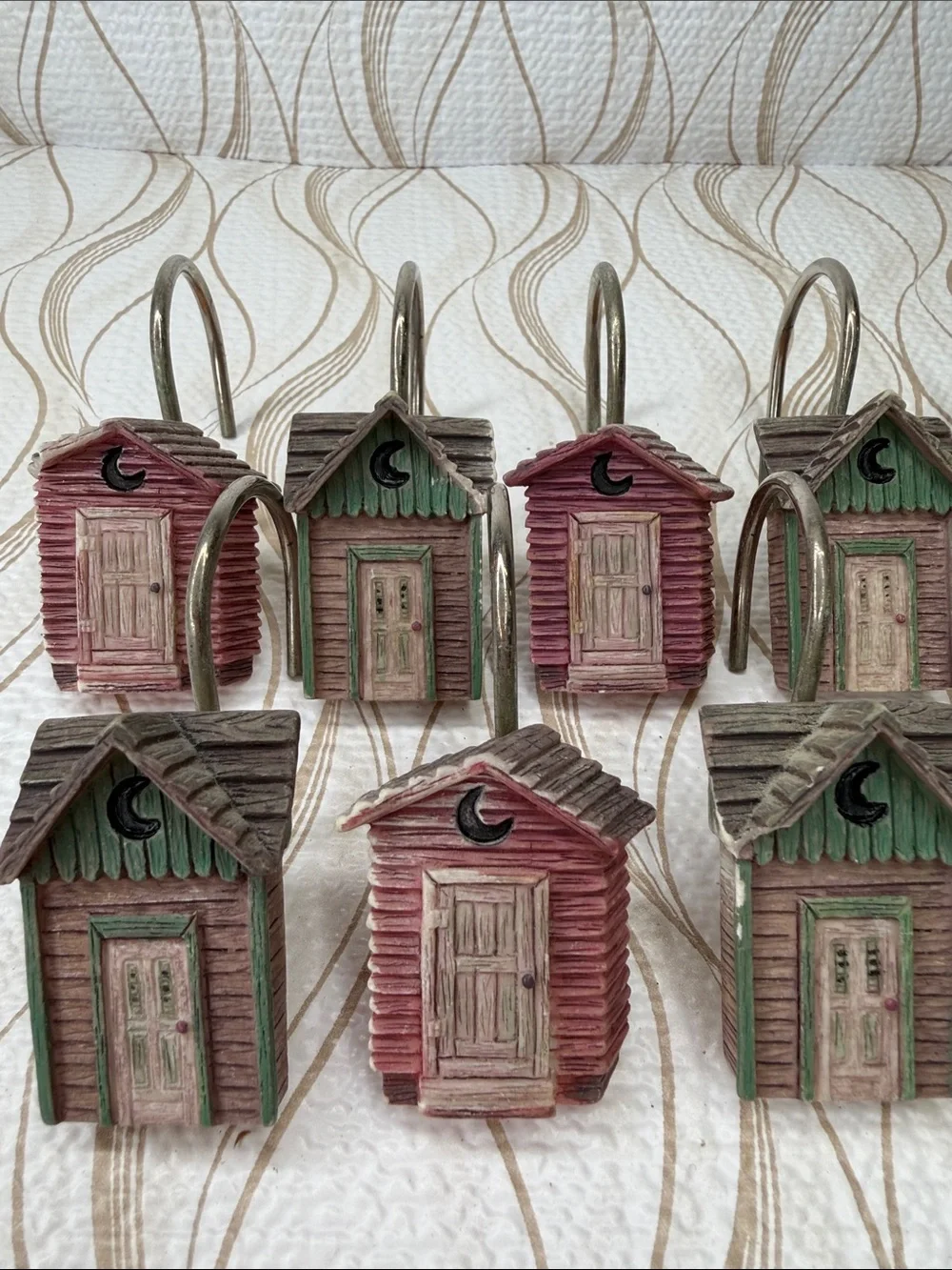 Rustic Outhouse Shower Curtain Hooks Cabin Bathroom Decor